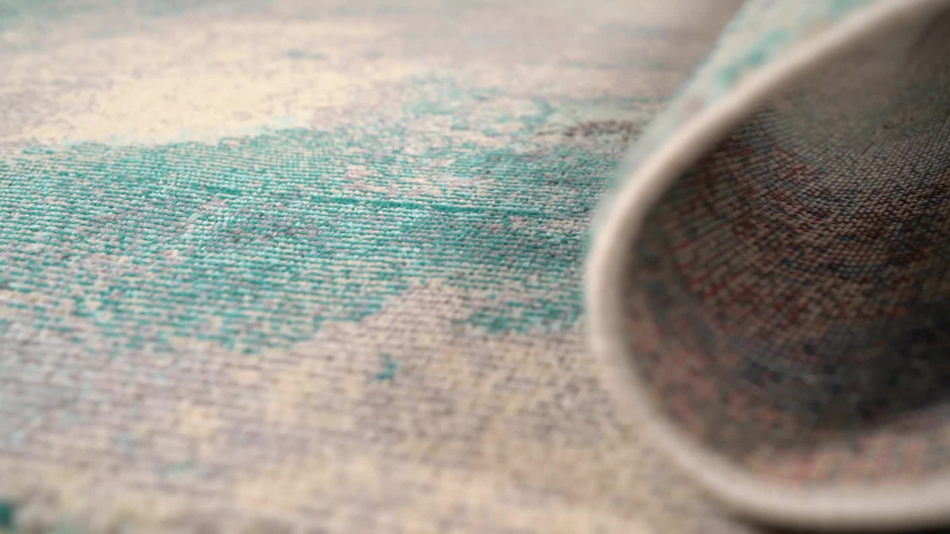 Tapete moderno abstracto crema y azul 160x91 cm miniatura 7