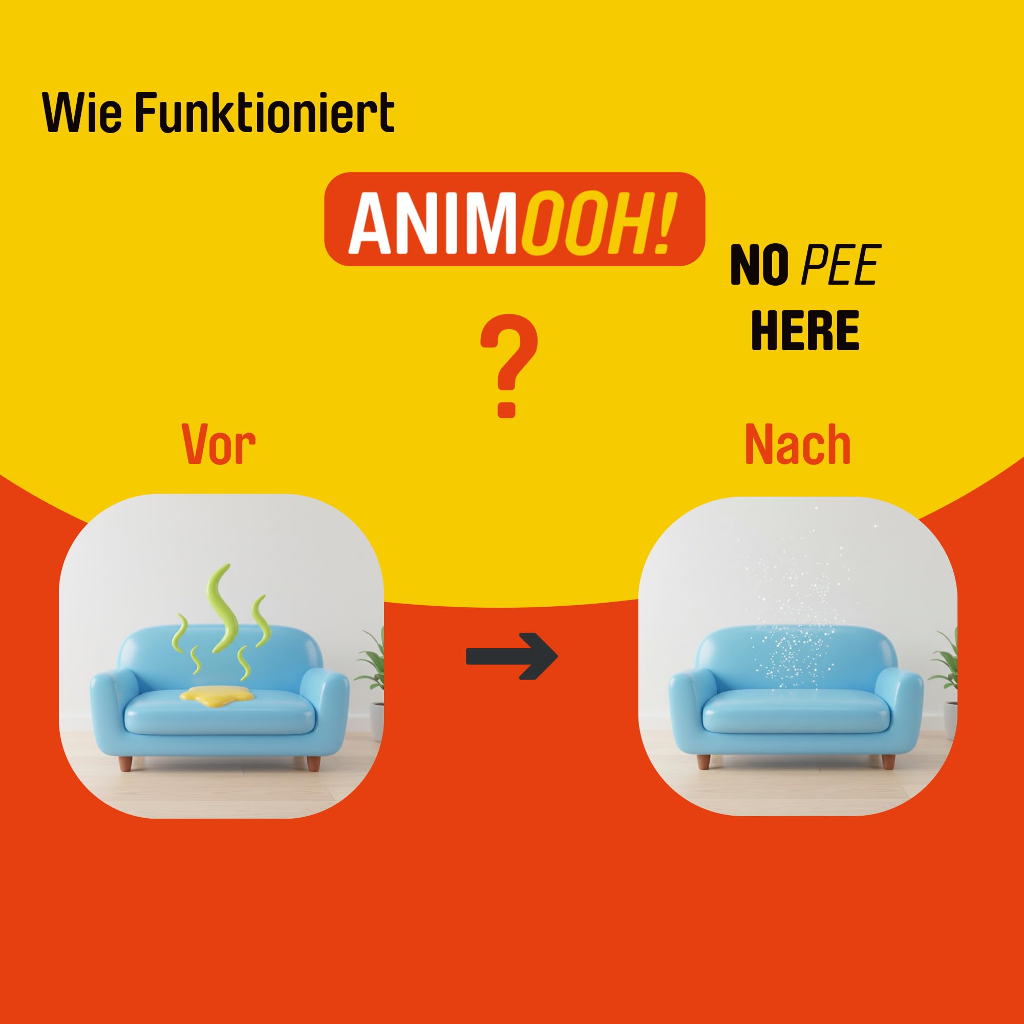 No Pee Here Anti-Urin-Spray, Agrumduft, 500 ml, 100% Natürlich, Vegan, für Hunde und Katzen