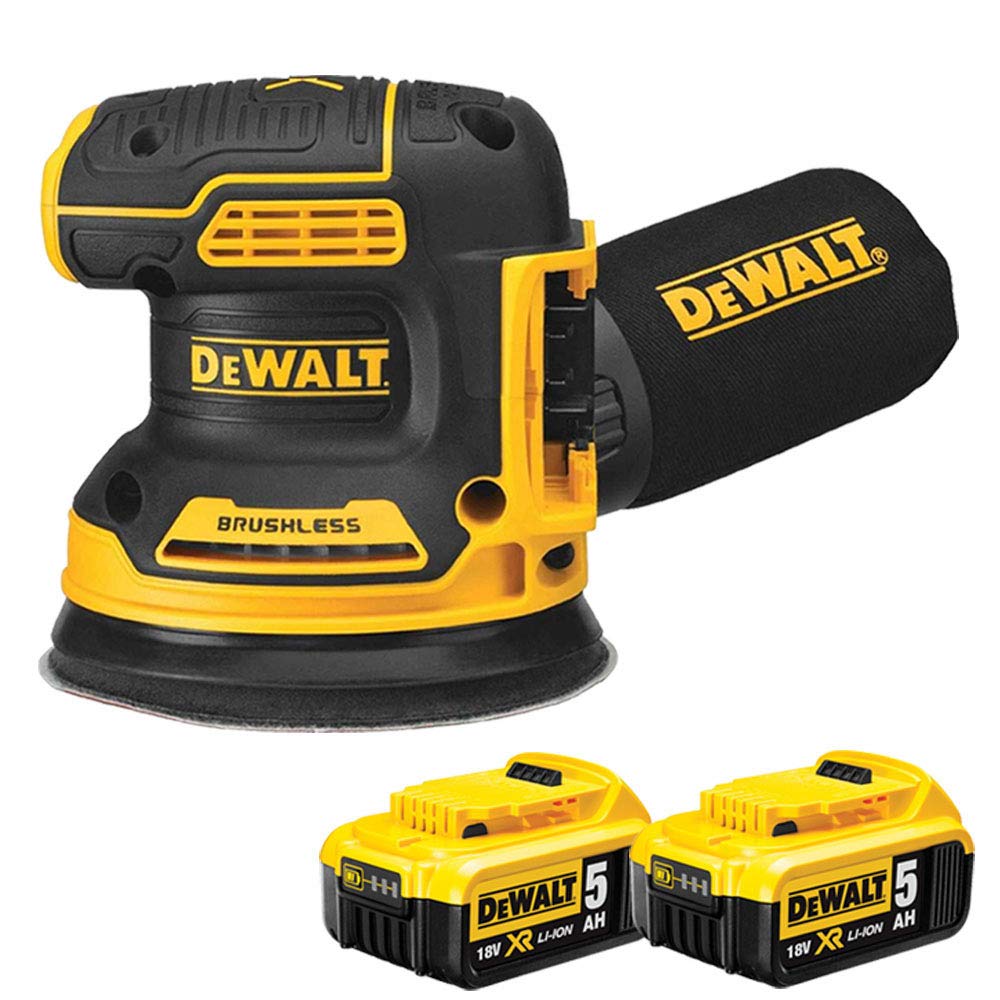 Dewalt Dcw210n 18V Brushless 125Mm Random Orbital Sander With 2 X 5.0Ah Dcb184 Batteries