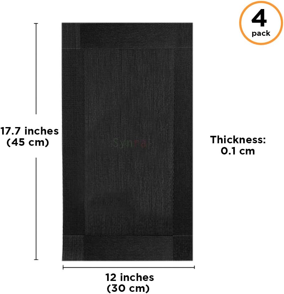 Holiday Deals π Synra Placemats for Dining Table, Set of 4, Easy Care, Set an Elegant and Inviting Table, and Durable, Non-Slip, Heat-Resistive, and Water-Resistive, Black Color Cheapest π Synra Placemats for Dining Table, Set of 4, Easy Care, Set an Elegant and Inviting Table, and Durable, Non-Slip, Heat-Resistive, and Water-Resistive, Black Color