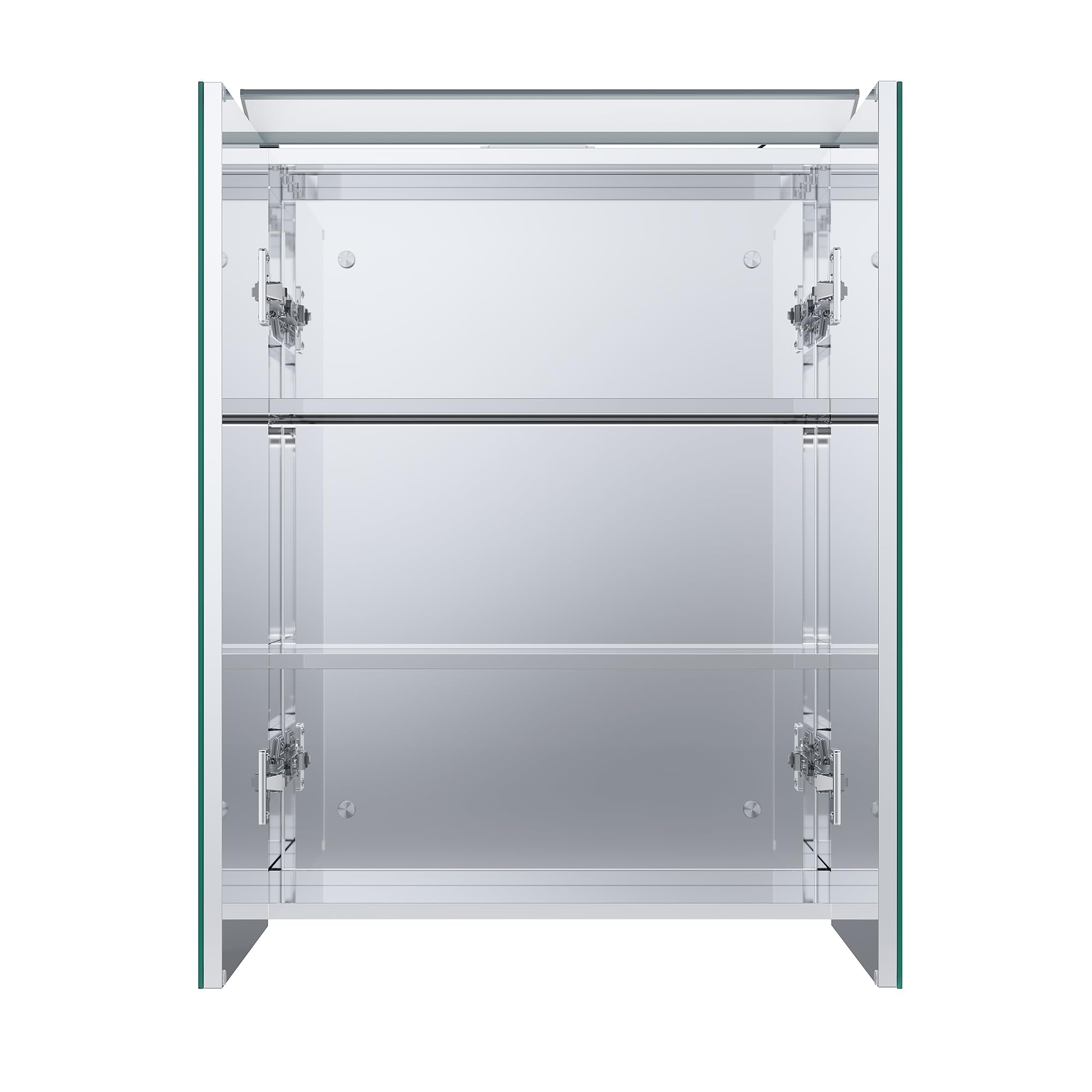 SONNI Spiegelschrank Bad 2-türig mit Beleuchtung 52x65cm, 201 Edelstahl Medizinschrank IP44 spritzwassergeschützt, viel Stauraum, Wandschalter & austauschbare LED-Leuchten