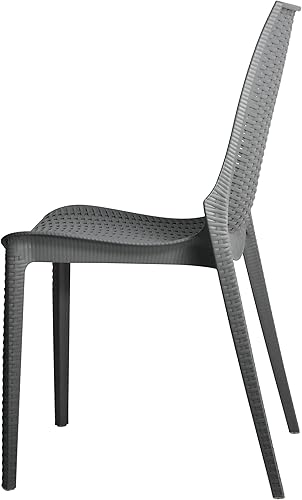 Miniatura 5 de LeisureMod Kent - Silla de comedor apilable moderna para exteriores, color gris