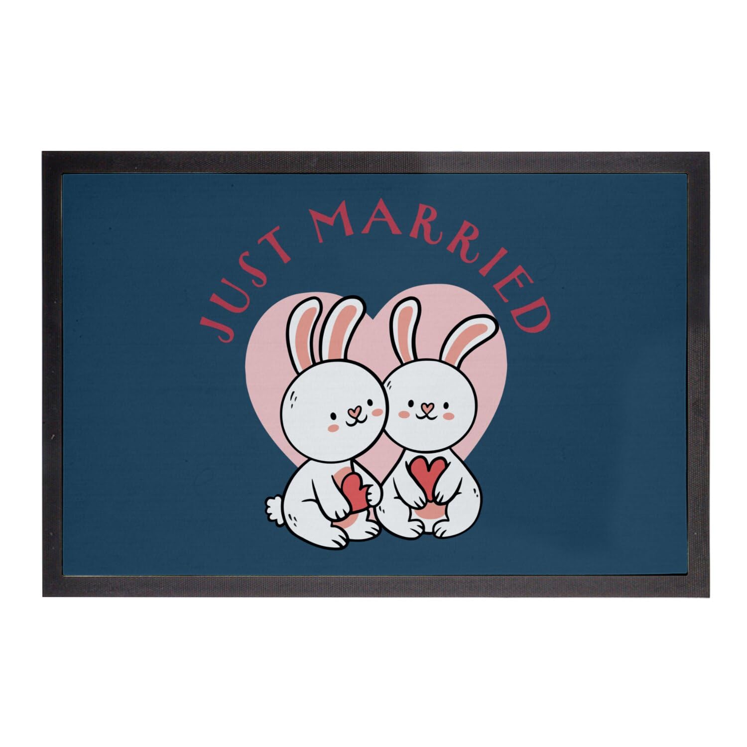 Paillasson Bleu Just Married 75x50cm tapis anniversaire de mariage et idée cadeau couple