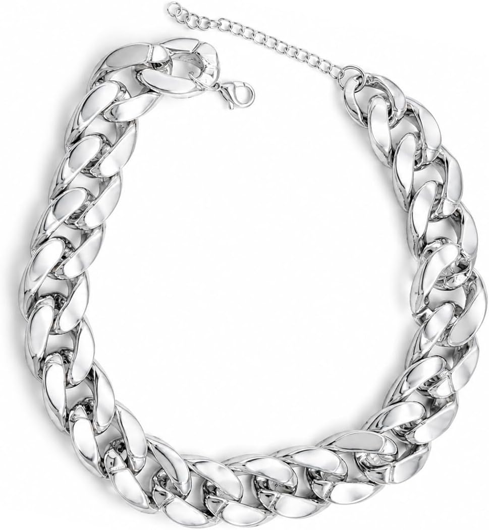 Chunky Link Cuban Chains Necklace Women's Punk Hip-hop Thick Gold Chain Choker Necklace Fashion Costume Jewelry for Women (gold)