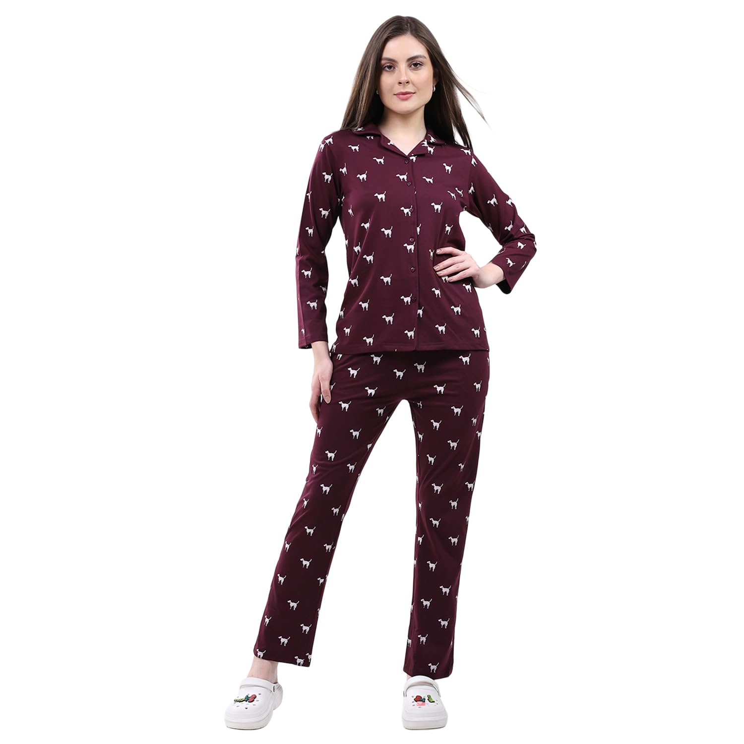 monte carlo Women Regular Fit Collar Neck Printed Button Closure Full Sleeve Lower Set | Cozy winter lowers | Comfortable casual wear | Warm bottom wear | Winter Lower for Women's-picture-22