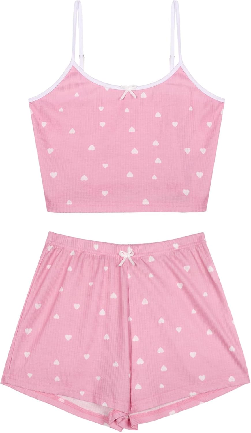 Hilinker Womens Graphic 2 Piece Pajama Set Summer Cute Crop Cami and Shorts Ribbed Lounge Sets - Image 3