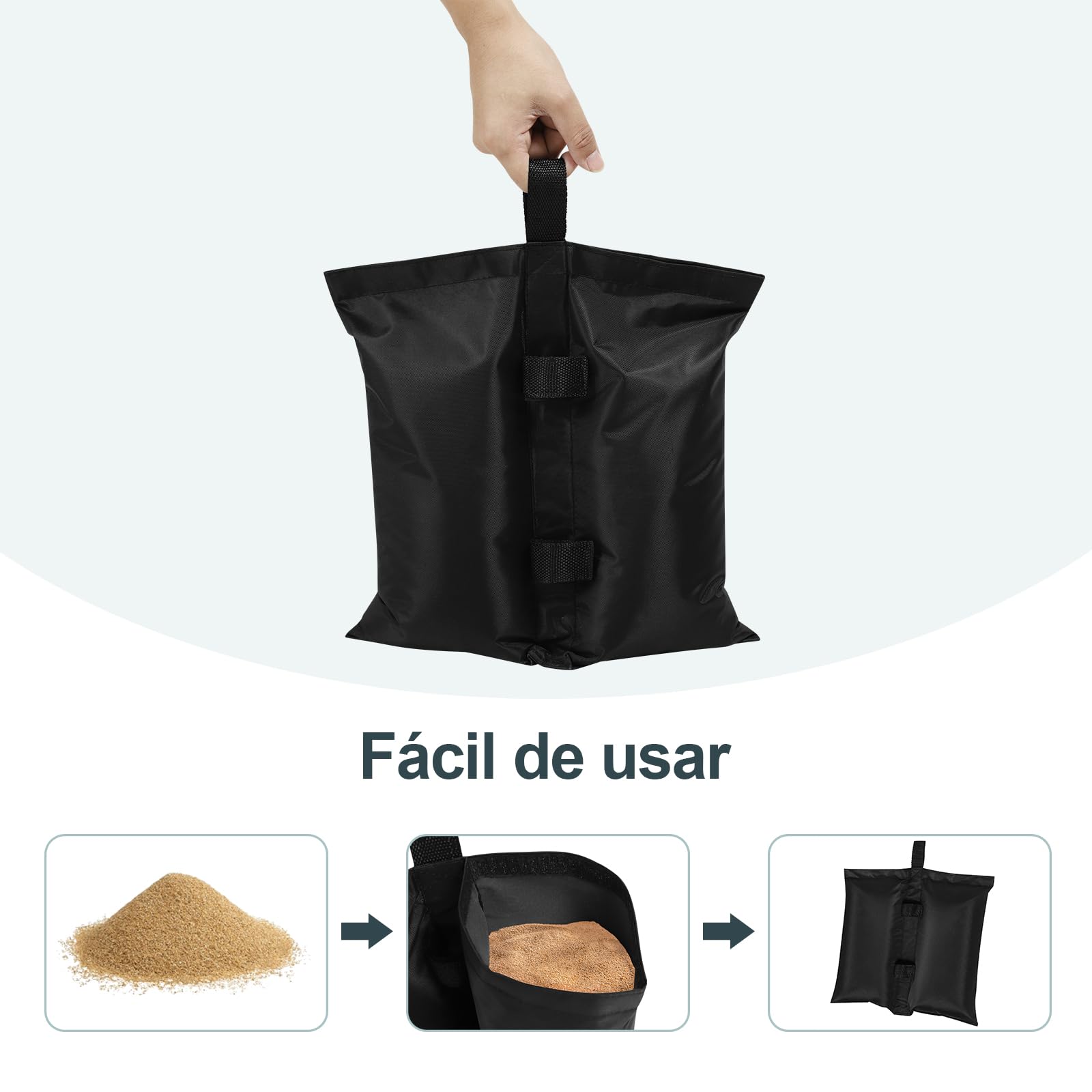 WOLTU 4PCS Bolsas de Arena Vacía para Carpas, Sacos Pesados de Arena para Gazebo, Bolsas Pesadas para Piernas de Carpa, Sombrilla y Pergola Pop Up, 7 kg/Unidad, Negro