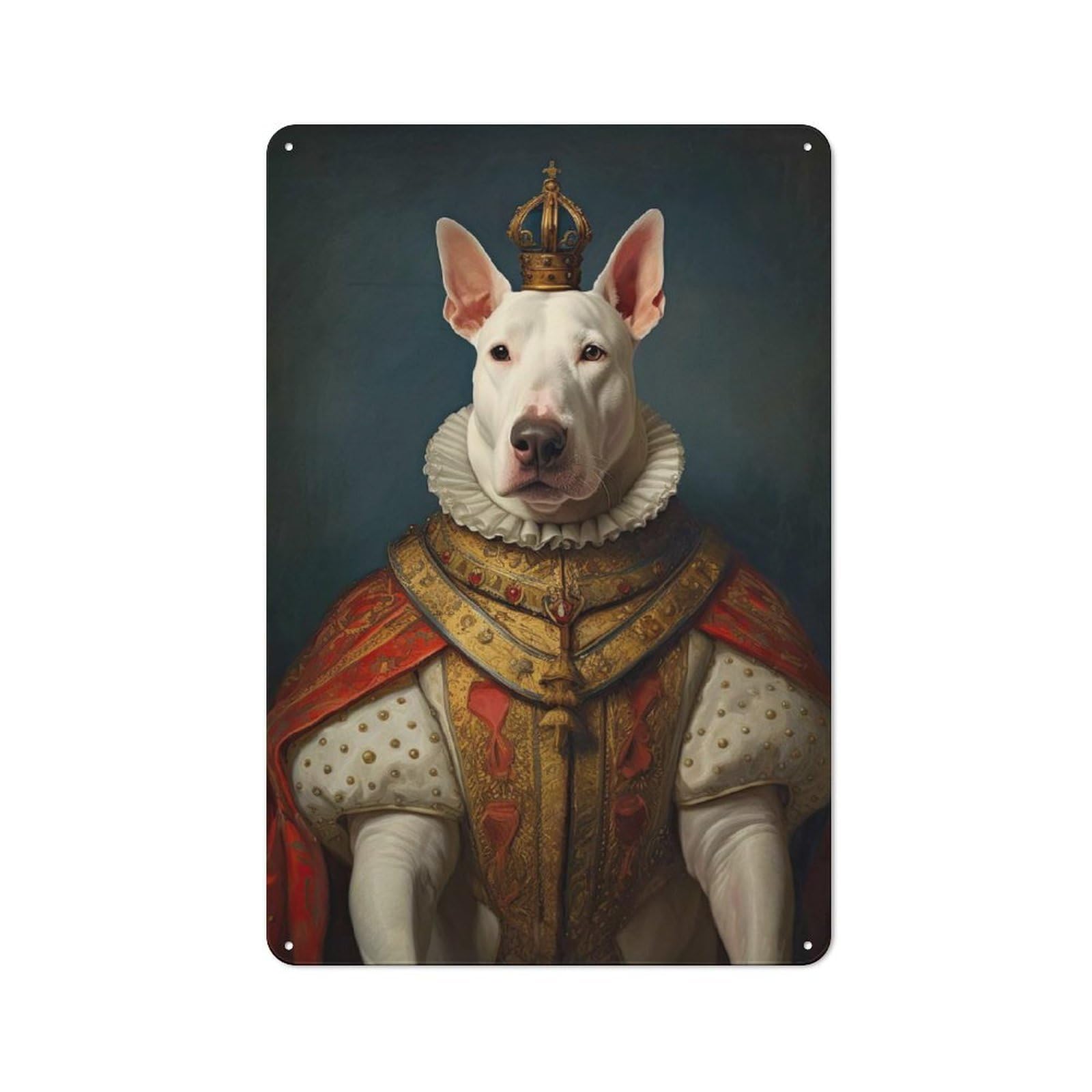 Metal Wall Sign with English Bull Terrier King Design 30x20cm, Loft Style Studio Wall Art for Flat, Bar, Studio Or Gallery Wall
