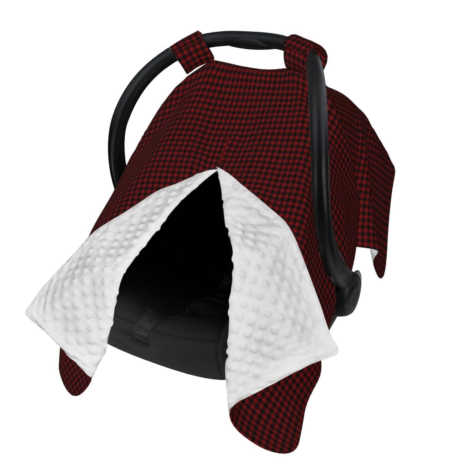 Red & Black Buffalo Plaid Baby Car Seat Cover & Breastfeeding Nursing Cover - Breathable Stretch Fabric Multi-Use Nursing Cover for Breastfeeding