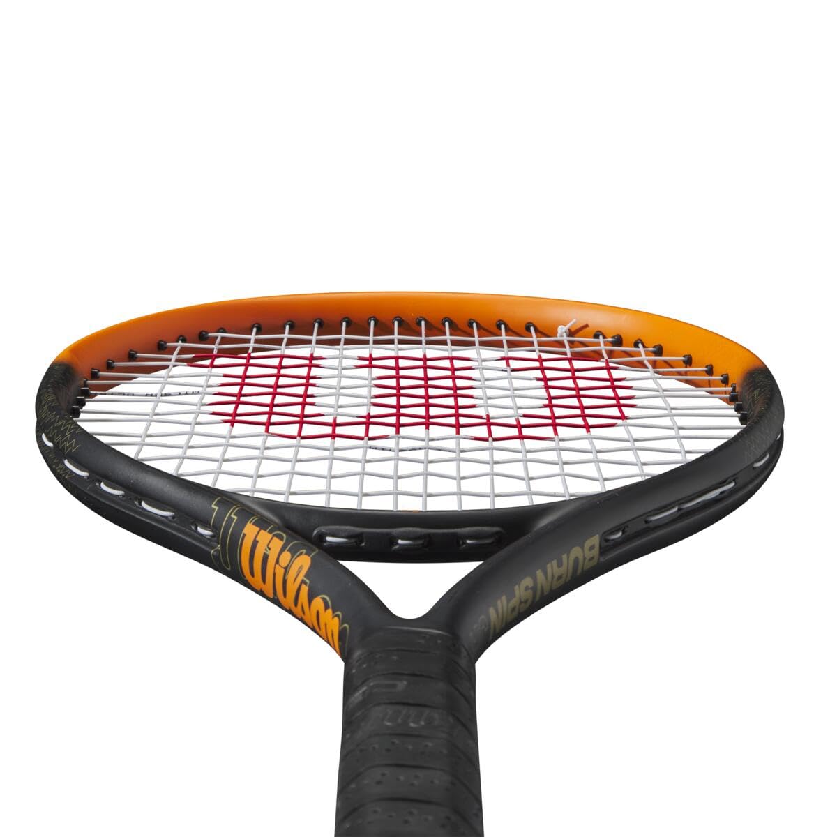 Wilson Racchetta Da Tennis Burn Spin Jr 25, Design Leggero Con Effetto Migliorato, Struttura Resistente, Finitura Brillante, Colore: Nero/Arancione, Misura: 25