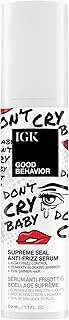 IGK Good Behavior Anti-Frizz Smoothing Serum – Boosts Shine, Seals Out Humidity, UV & Heat Protection, For Dry Frizz-Prone Hair, 1.3 oz