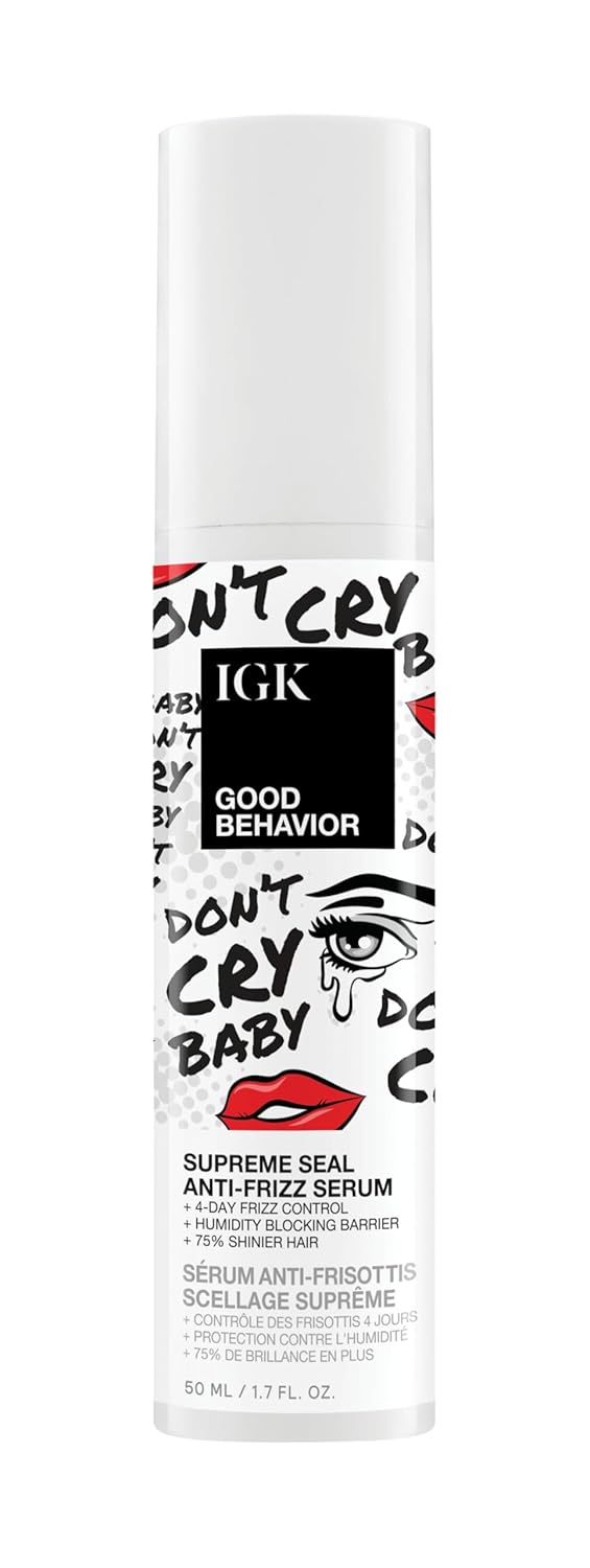 IGK Good Behavior Anti-Frizz Smoothing Serum – Boosts Shine, Seals Out Humidity, UV & Heat Protection, For Dry Frizz-Prone Hair, 1.3 oz IGK Good Behavior Anti-Frizz Smoothing Serum – Boosts Shine, Seals Out Humidity, UV & Heat Protection, For Dry Frizz-Prone Hair, 1.3 oz