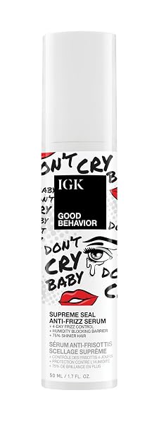 IGK Good Behavior Anti-Frizz Smoothing Serum – Boosts Shine, Seals Out Humidity, UV & Heat Protection, For Dry Frizz-P