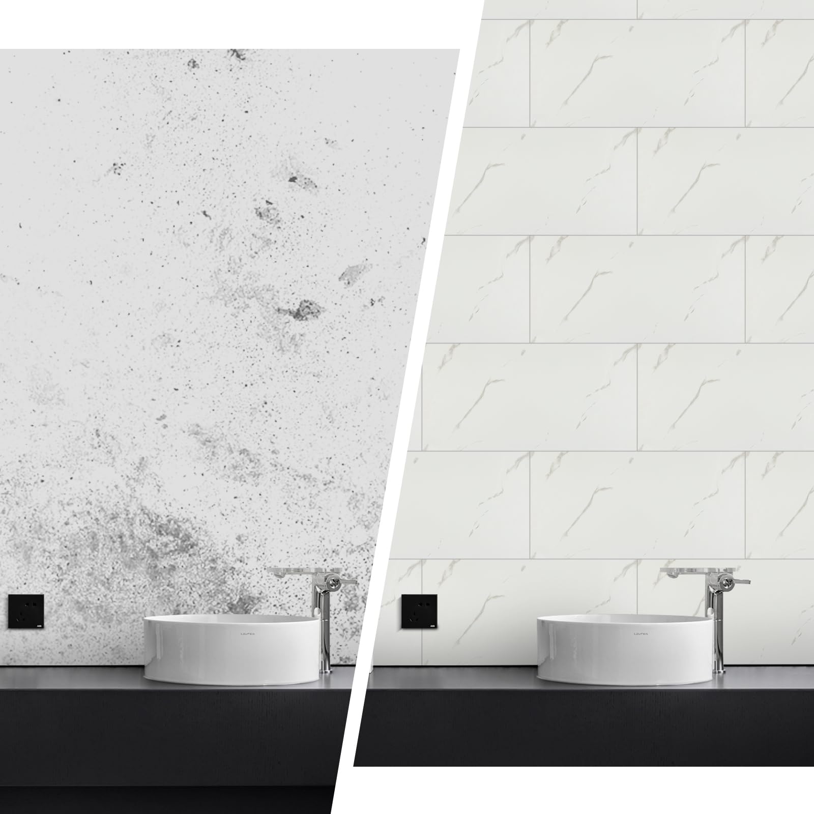 Fantasnight Tegelstickers, wit, pel-en-plak wandtegels voor badkamer en keuken, 30 × 15 cm, zelfklevend behang, waterdicht, backsplash voor woonkamer, 12 stuks
