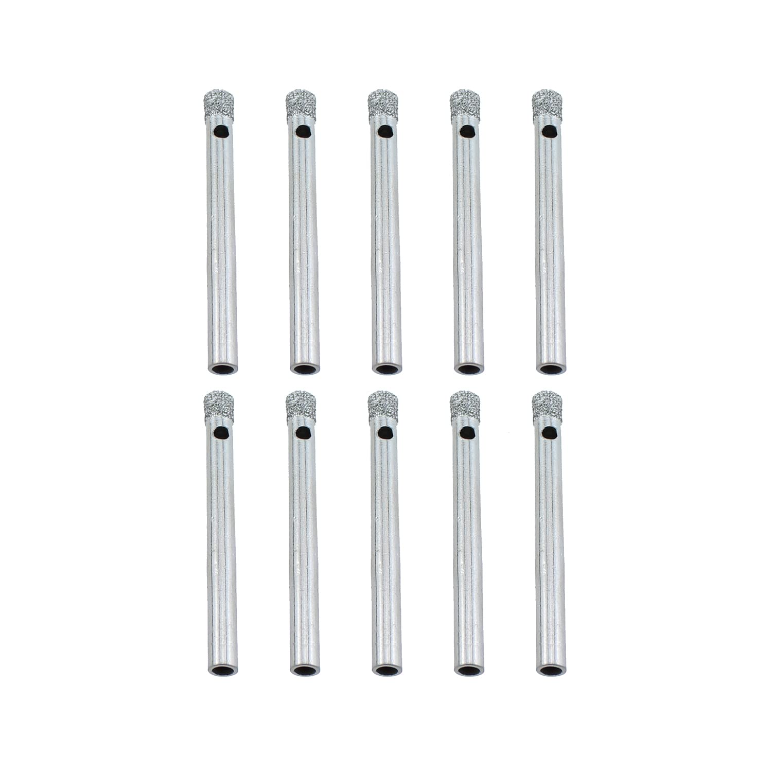 Diamond Coated Drill RLECS 10PCS 5mm Diamond Coated Hole Saws Drill Bits for Glass Ceramic Tile Marble Rock Porcelain Bottles Pots Brick, Silver
