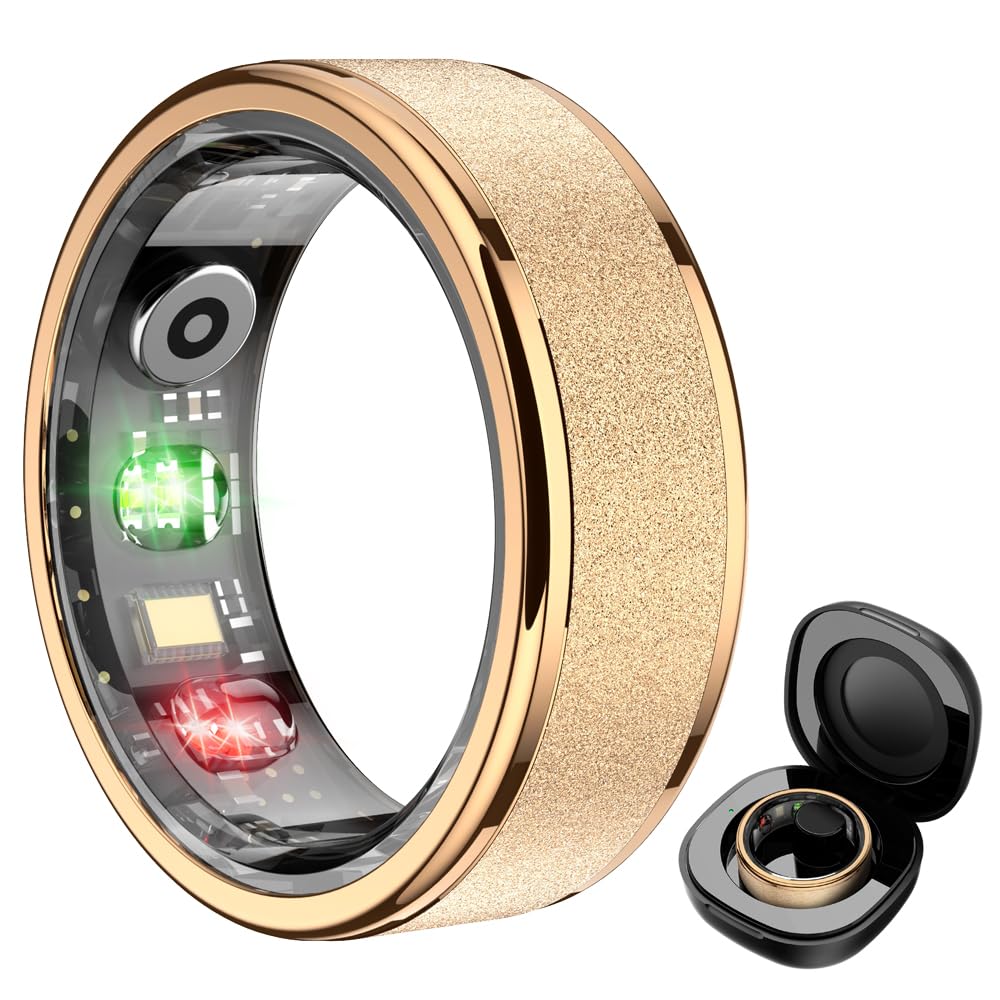 R10 Smart Ring, Smart Health Ring for Women, Features Heart Rate, Blood Oxygen, Sleep Monitoring, Pedometer, and Fitness Tracker. (Rose Gold, 9#)