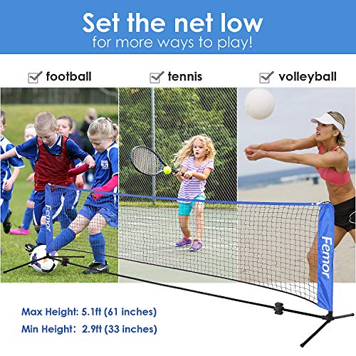 femor Portable Badminton Volleyball Tennis Net - 10/14/17 ft Net for Soccer Tennis, Pickleball, Kids Volleyball, Beach Ball - Sports Net with Poles & Carrying Bag for Indoor, Outdoor, Beach, Backyard