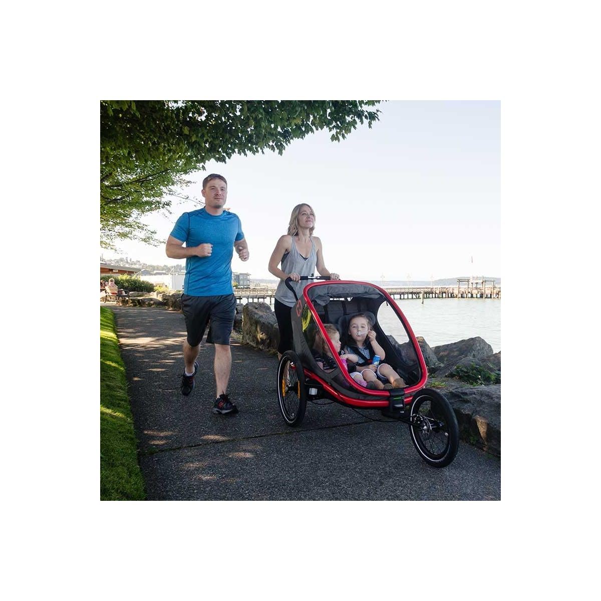 Hamax - Outback Jogger Kit Nero - Ruota da 16 pollici - Freno a Mano - Cinghia di sicurezza - Telaio in alluminio leggero - Stabilità ottimale - Comfort per bambini - Compatibile con rimorchio Outback