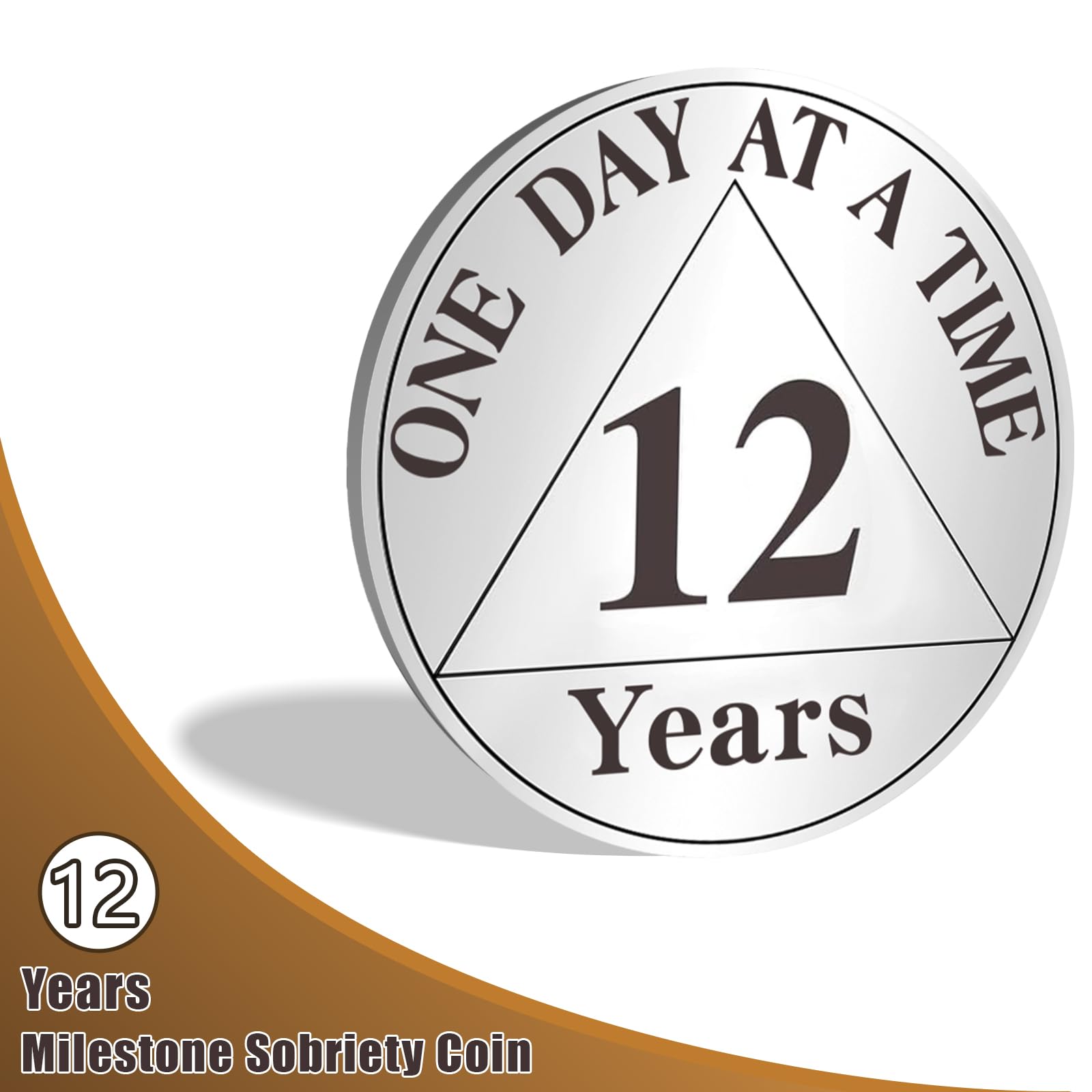 AtSKnSK 12 Year Sobriety Coin One Day at a Time AA Chips and Medallions with PU Leather Keychain Sobriety Gifts for Celebrating Alcoholics Anonymous Recovery Sobriety Gifts for Men Women - Image 2