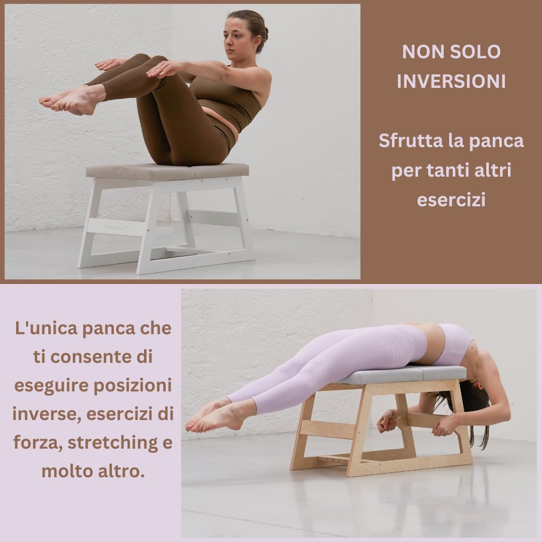 Meanswood Panca Inversione Yoga in Legno – Sedia Yoga per Posizioni Inverse, Yoga e Fitness – Supporto per Sirsasana, Pose Inverse a Testa in giù (Versione Naturale)