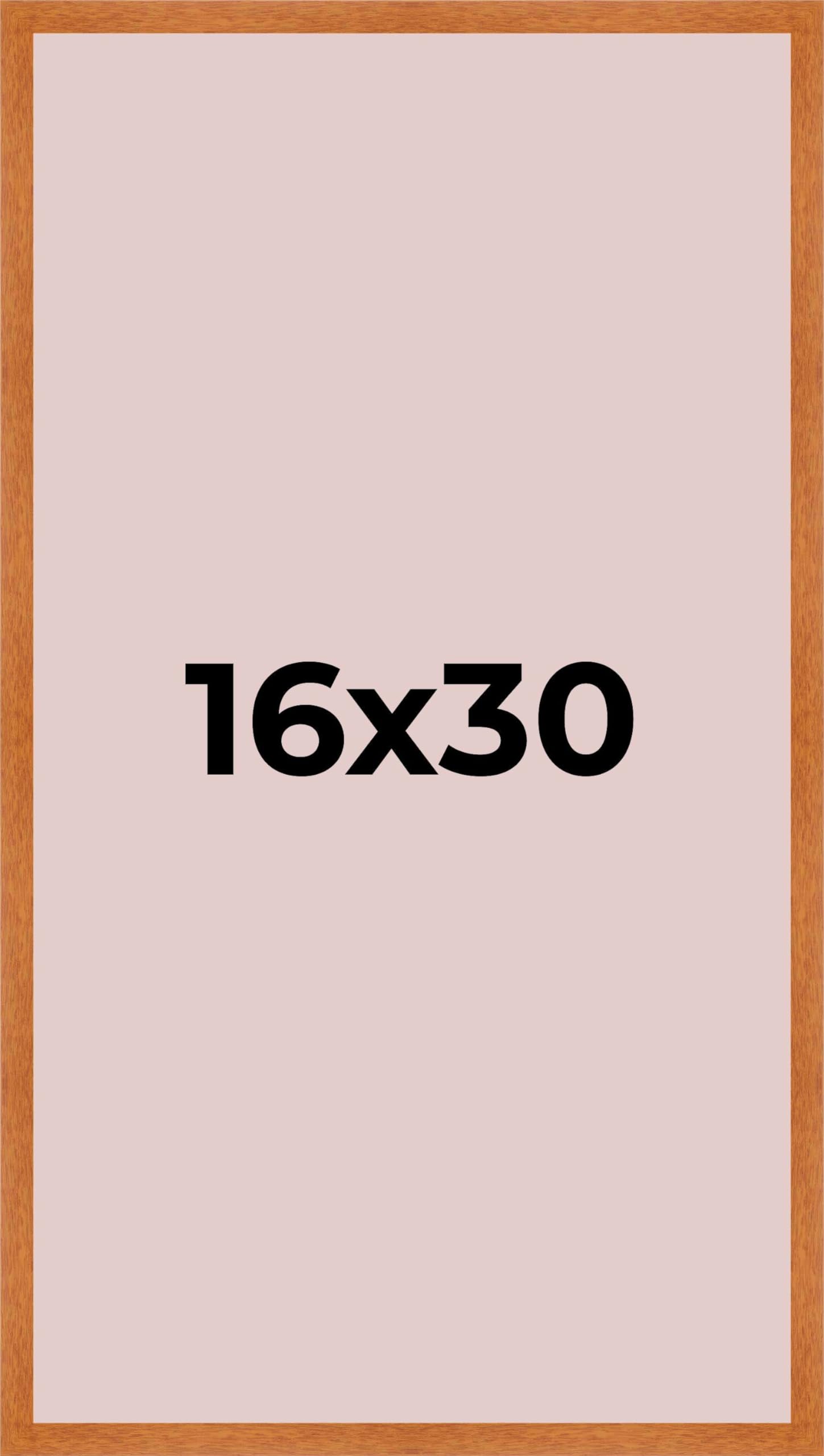 Honey Pecan 16x30 Shadow Box Solid Wood Display Frame with Pink Acid-Free Backing UV Acrylic & Hanging Hardware | 3/4