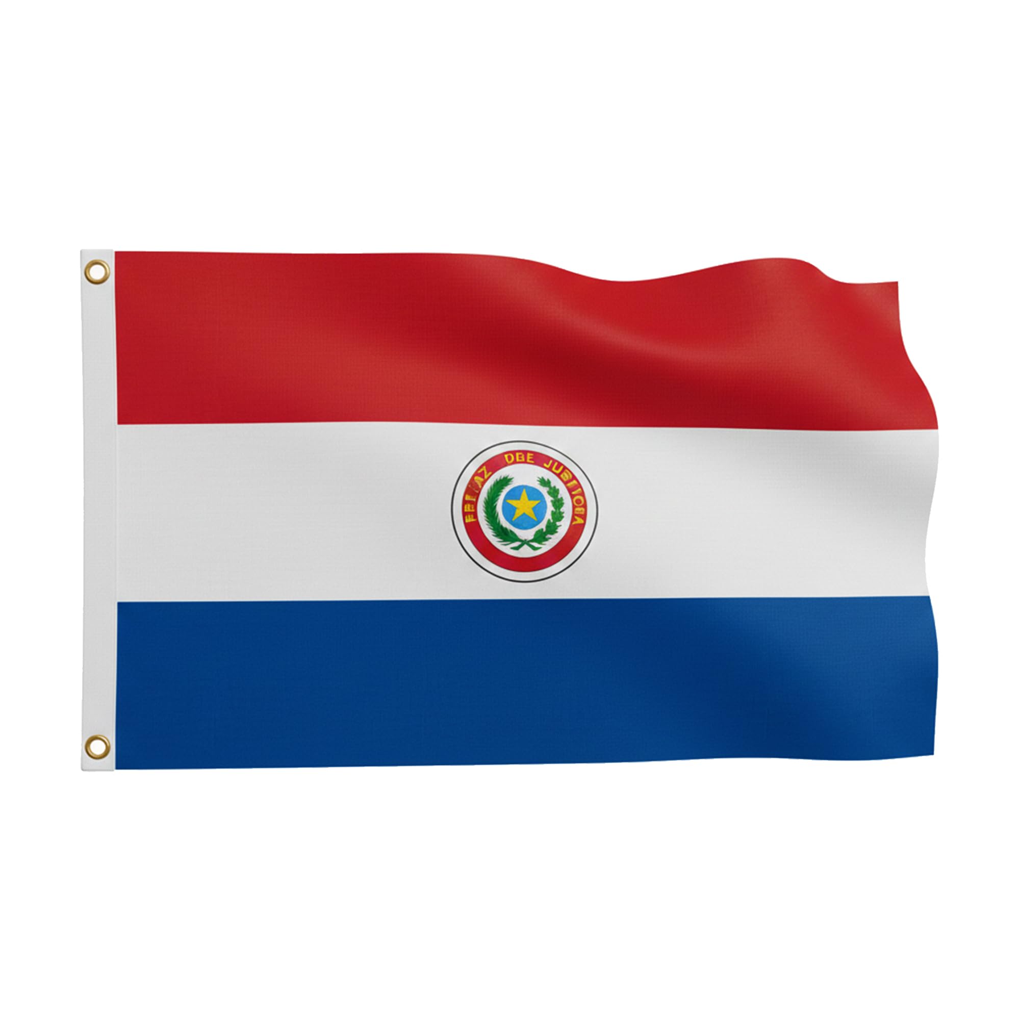 Bandera de Paraguay 90x150 cm Copa del Mundo 2026 – Poliéster resistente a la intemperie con escudo