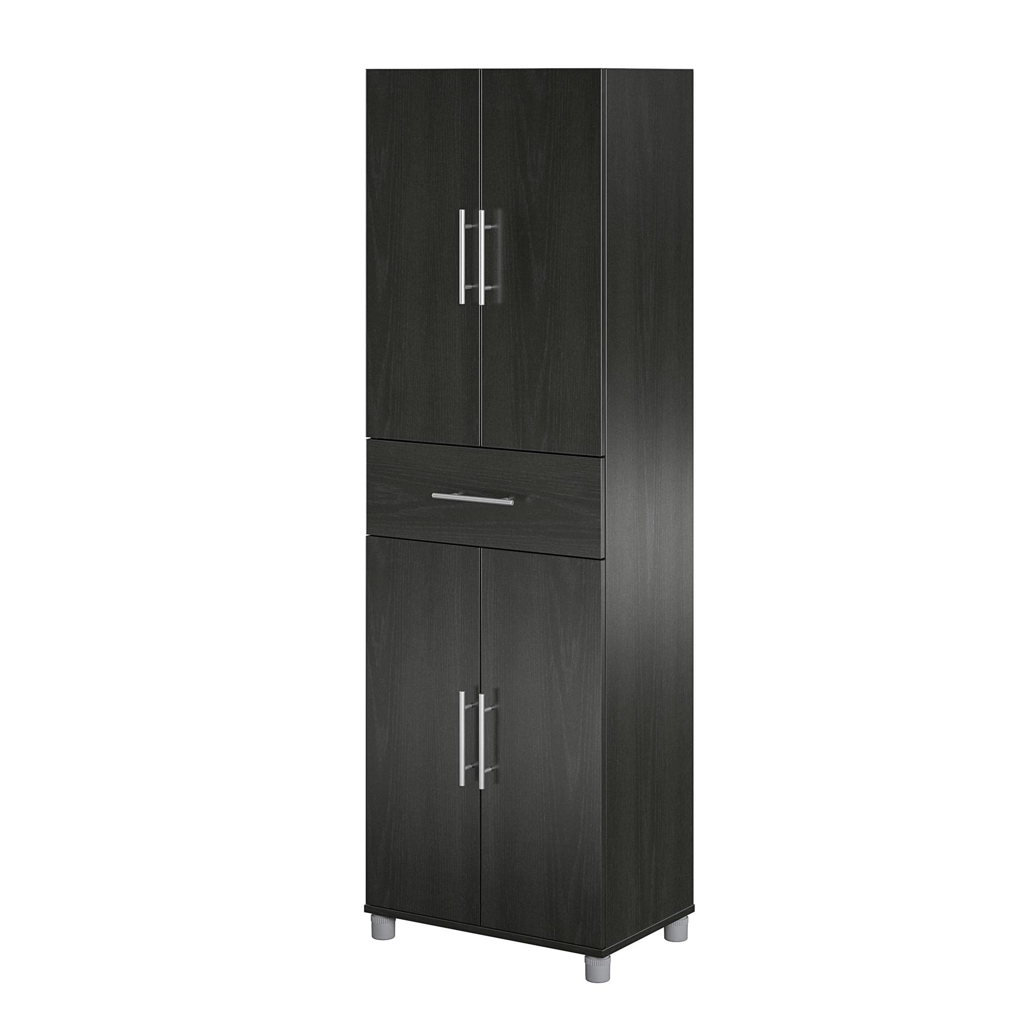 SystemBuild Camberly 4 Door/1 Drawer Storage Cabinet, Black Oak