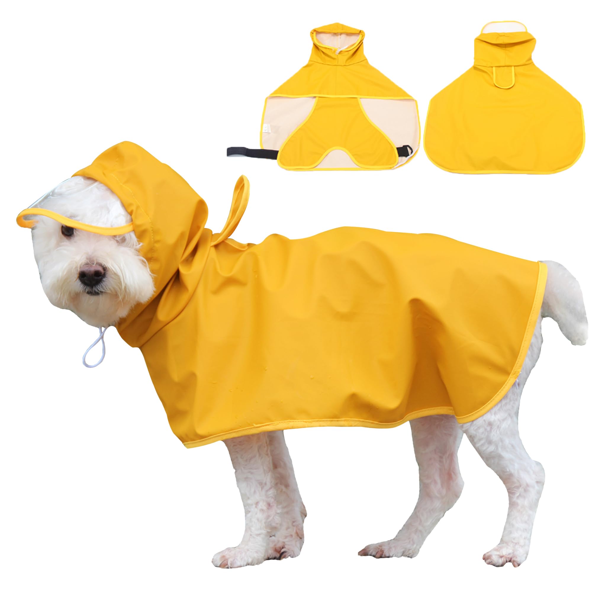 Dog Raincoat with Clear Hooded, Lightweight Dog Rain Poncho Jacket with