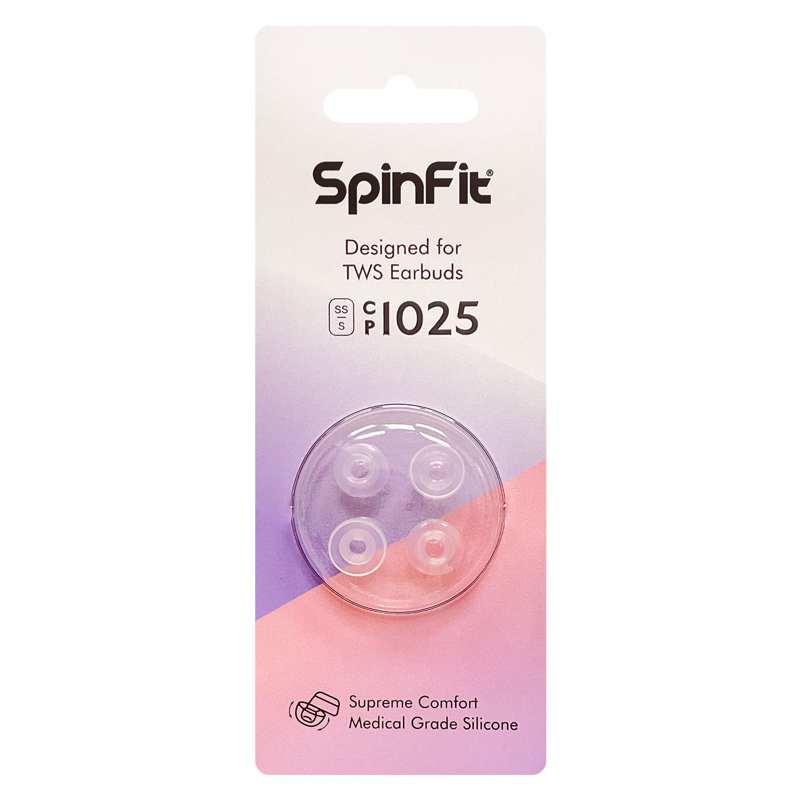 SpinFit CP1025 for True Wireless Earbuds Fits MTW 3, Galaxy Buds 2, Soundcore Space A40 & More - S/SS - Medical Grade Silicone Patented Ear Tips(for Nozzle Diameter from 4-5.5mm)