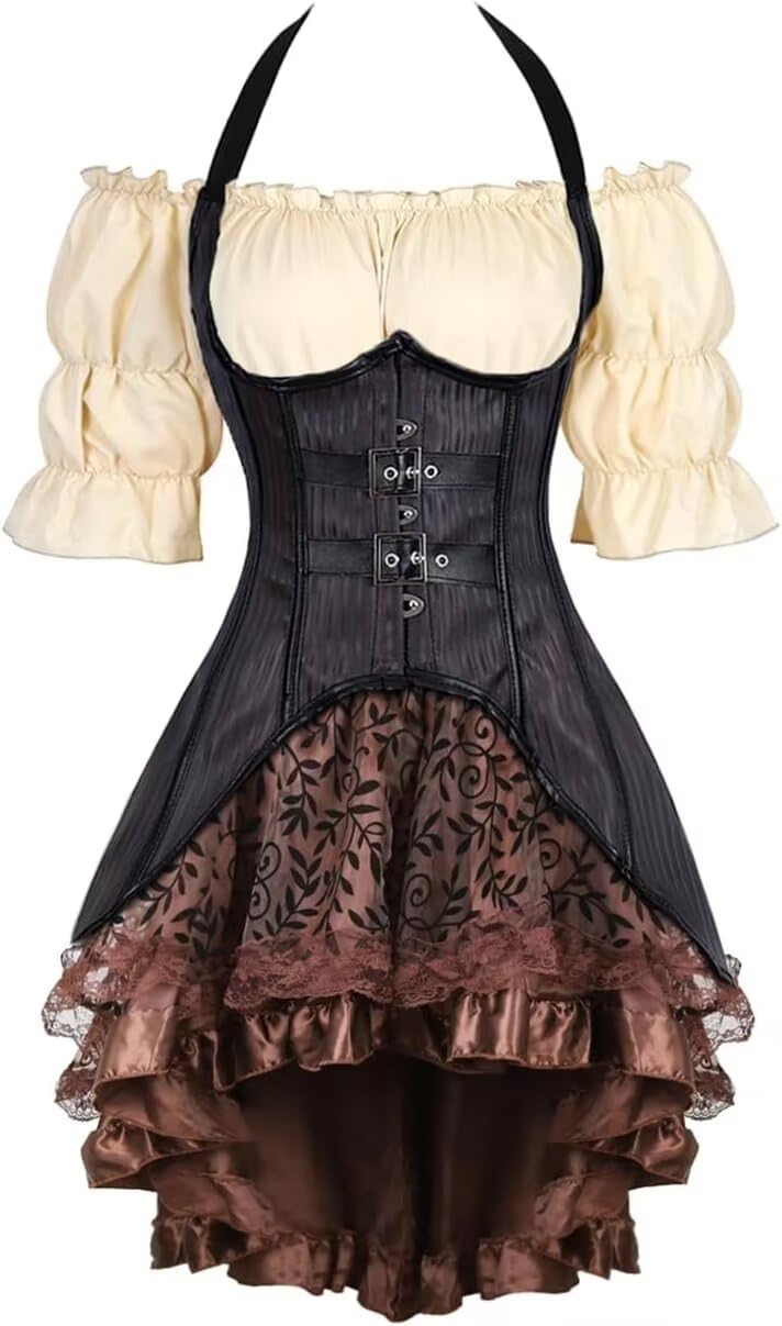 Josamogre Steampunk Korsett - 2-teiliges Corsage Top Für Damen