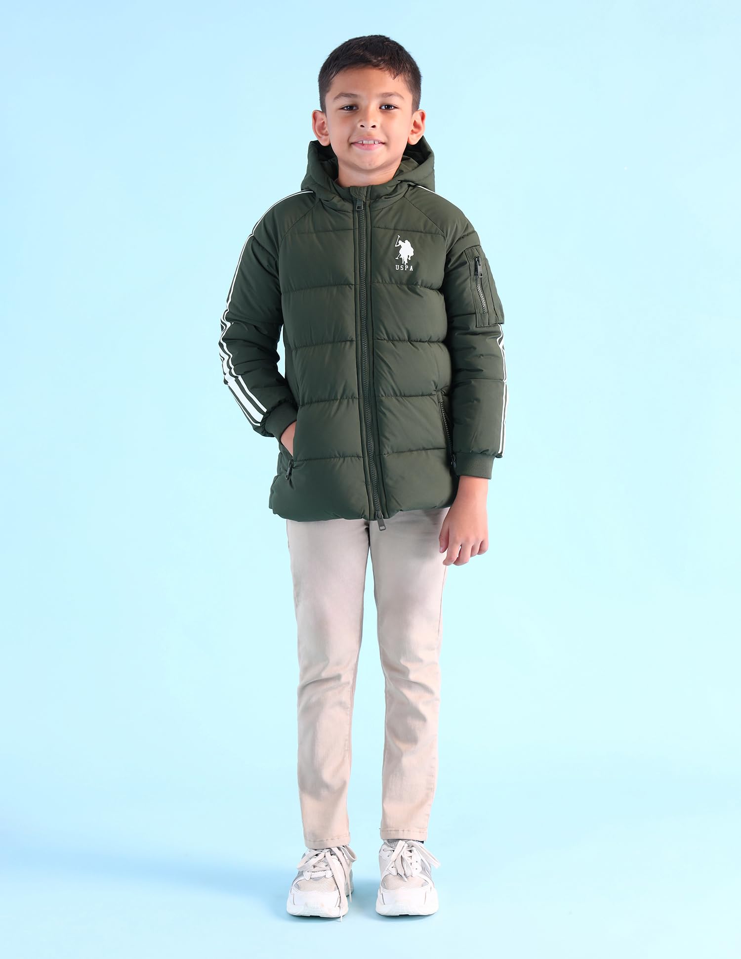 U.S. Polo Assn. Kids Regular fit Polyester Hooded Jackets (UKJCK0224_Green_12M) 1