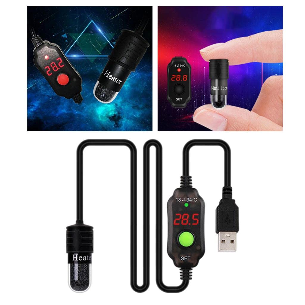 kowaku Aquarium-Heizung, Tauch-Thermostat, Heizstab, USB-Einstellbarer Temperaturregler für Haustier-Trinkwasser, Hornfrosch-Pool