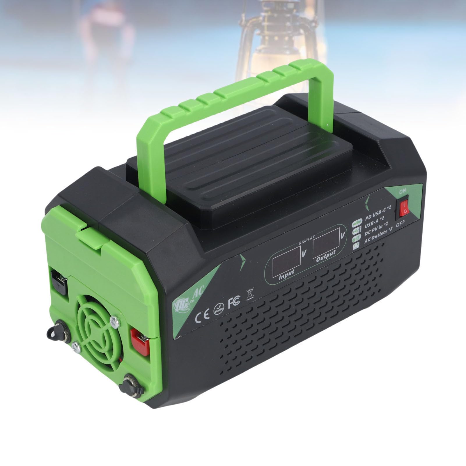 CHICIRIS Falownik Samochodowy, Zmodyfikowana Fala Sinusoidalna ABS Przetwornica Zasilania Pojazdu 12 V na 220 V 500 W z Wyświetlaczem LCD 2 Gniazda 2 Porty USB, Do Podróży Kemping Wycieczki Drogowe