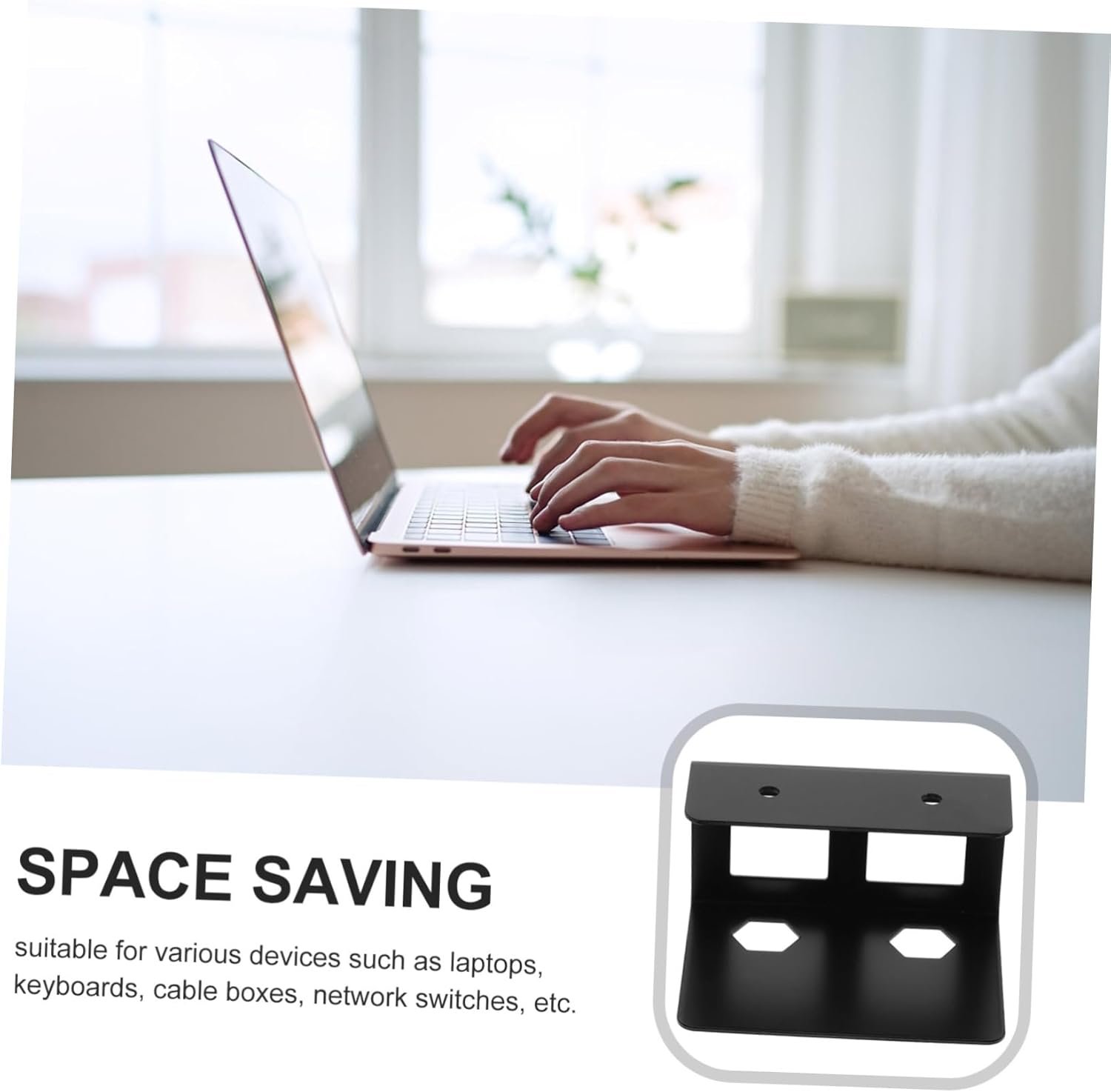 TEHAUX 3sets Break Resistance Compact Under Table Notebook Computer Holder Easy Installation