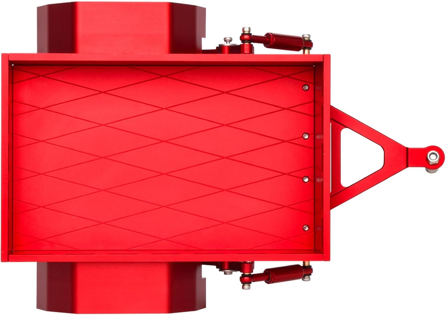 Aluminum RC Trailer CNC Machined RC Utility Trailer with Ball Head Hitch and Simulation Skateboard and Bicycle Decoration for TRX4M SCX24 Redcat Ascent-18 1/18 1/24 Scale RC Crawler Upgrade (Red)