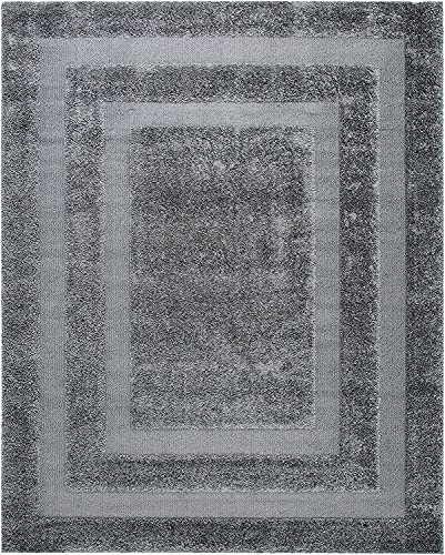 Image of Rectangular Box Square Shaggy Carpet for Living Room, Bedroom, High Low Design Finish Microfiber 1.8 Inch Pile High, 4x4 Feet Grey|Grey Color