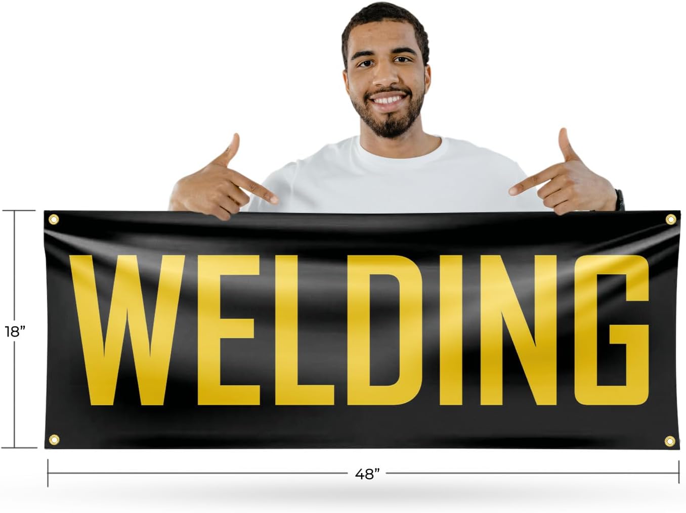 Welding Banner Sign 18 Inch x 48 Inch | 13 oz Vinyl with Metal Grommets | Heavy-Duty Single-Sided Outdoor Durable Printed High-Quality Weatherproof | Made in the USA
