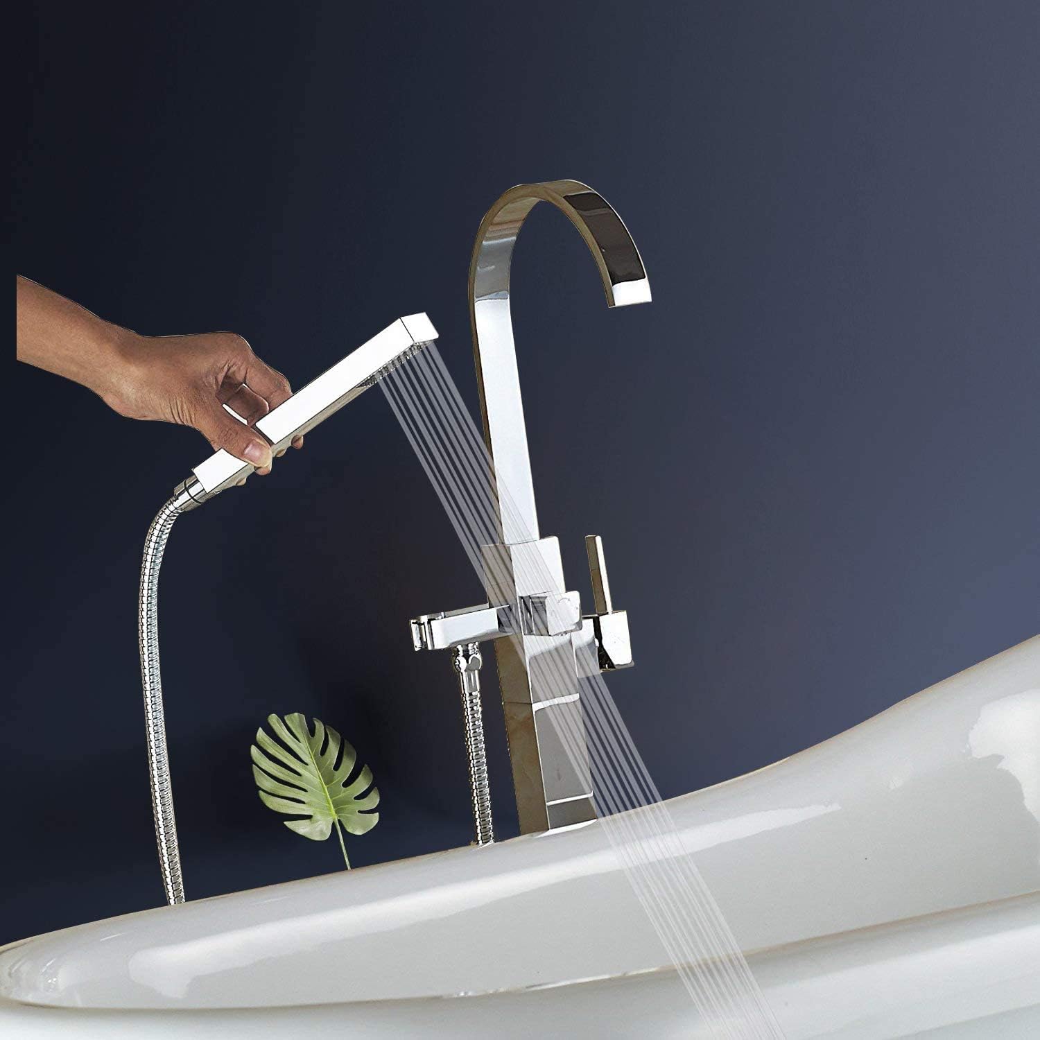Flash Sale Buy 1 get 1 Saeuwtowy Bathroom Freestanding Floor Mounted Bathtub Faucet Tub Filler Single Handle Mixer Tap with Rainfall Hand Shower Chrome Finish Solid Brass Exclusive Discount 80% Offer Saeuwtowy Bathroom Freestanding Floor Mounted Bathtub Faucet Tub Filler Single Handle Mixer Tap with Rainfall Hand Shower Chrome Finish Solid Brass