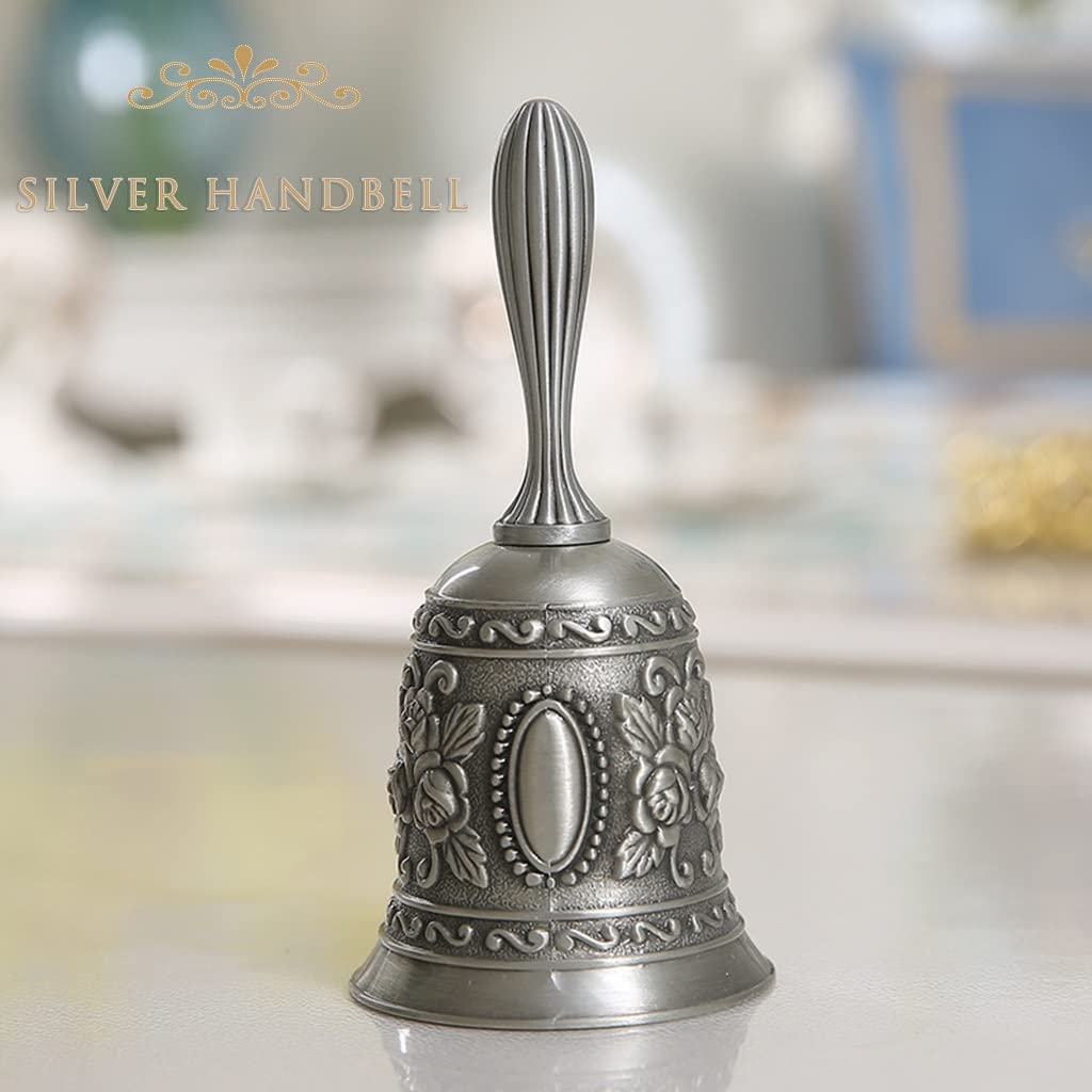 MbeLLO Handglocke, Messing-Handglocke, Hochzeitsglocken, Tischrelief-Dekoration, Abendessenglocke, (Farbe: Gold, Größe: 10,9 x 5,1 cm) (Farbe: einfarbig, Größe: 10,9 x 5,1 cm)