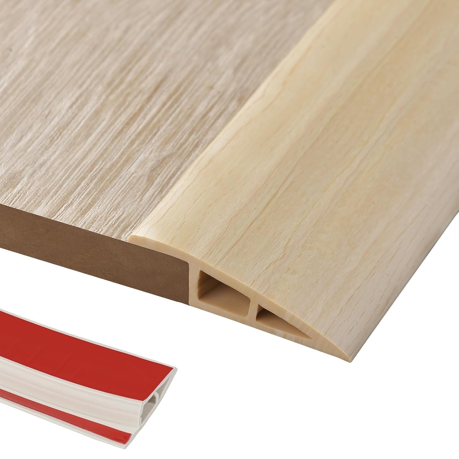3 Meters PVC Rubber Wheelchair Ramp Self Adhesive,Threshold Reducer,Door Floor Threshold Transition Strip,Butt Up Threshold-Moldings Trim for Doorways Carpet Tile Edge(1cm,Natural Wood Grain)