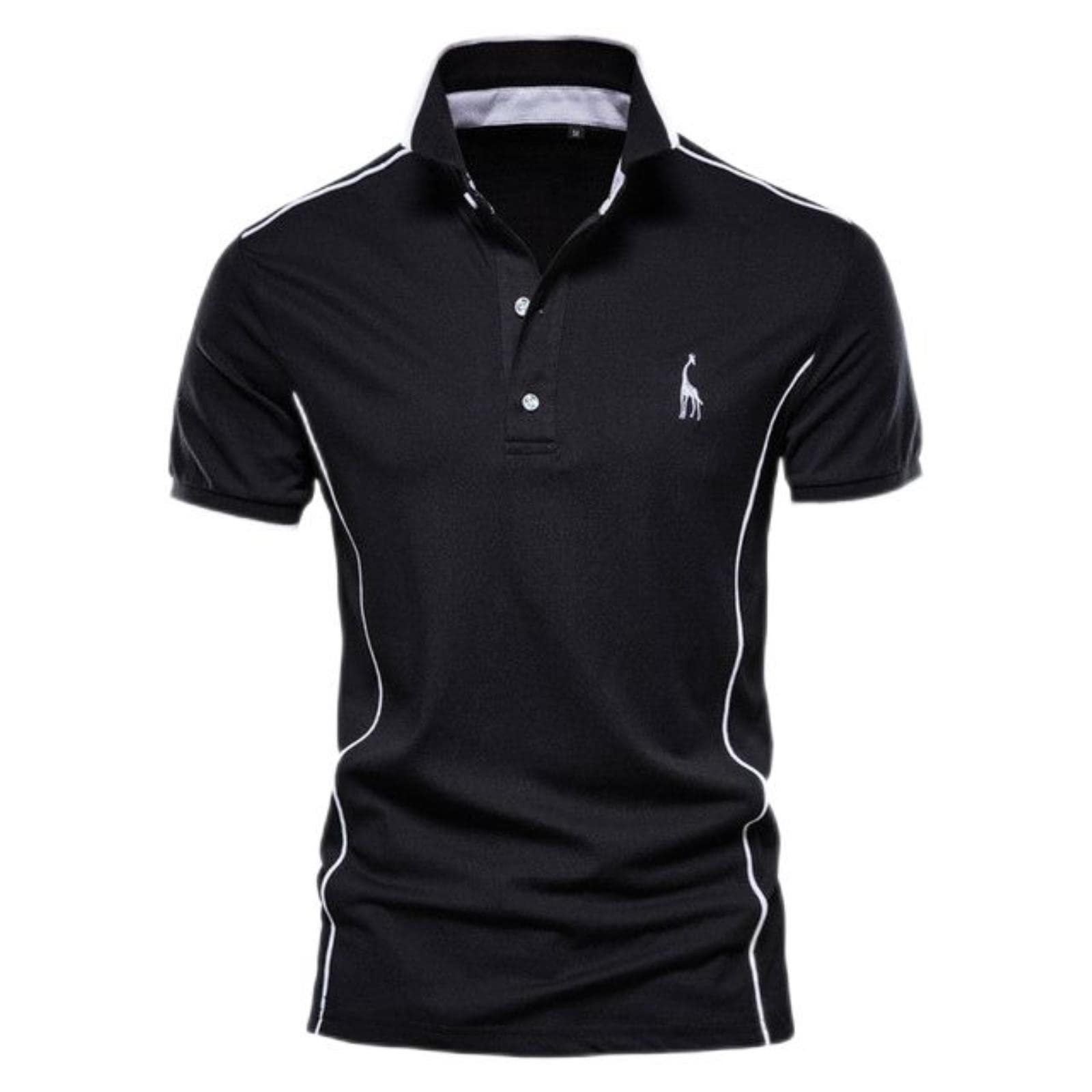 Camisa bordada de jirafa para hombre, manga corta, estilo británico, ropa para hombre