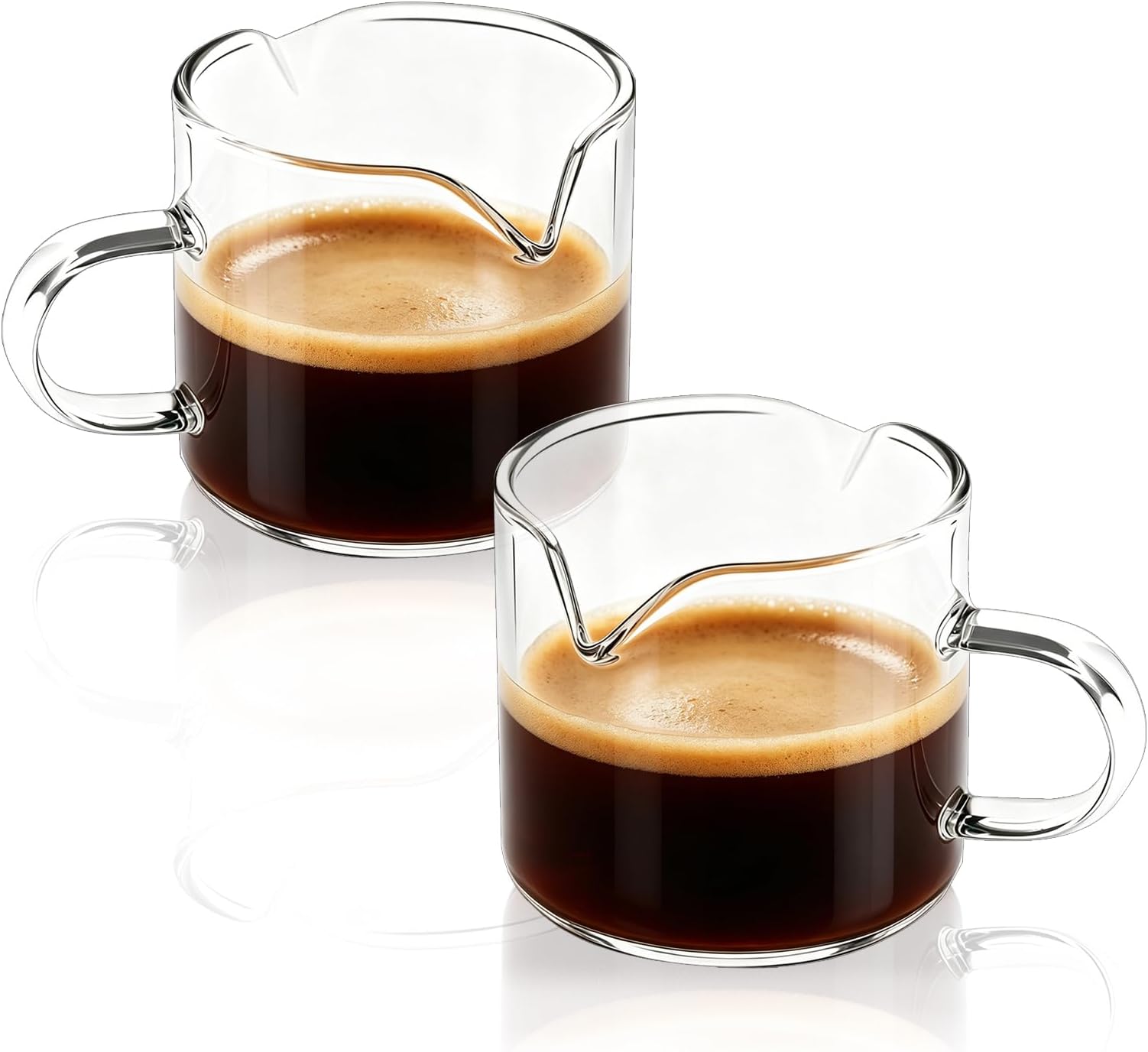 Shot Glasses Espresso Parts Double Spouts Milk Cup Clear Glass (Clear Glass-2Pack)