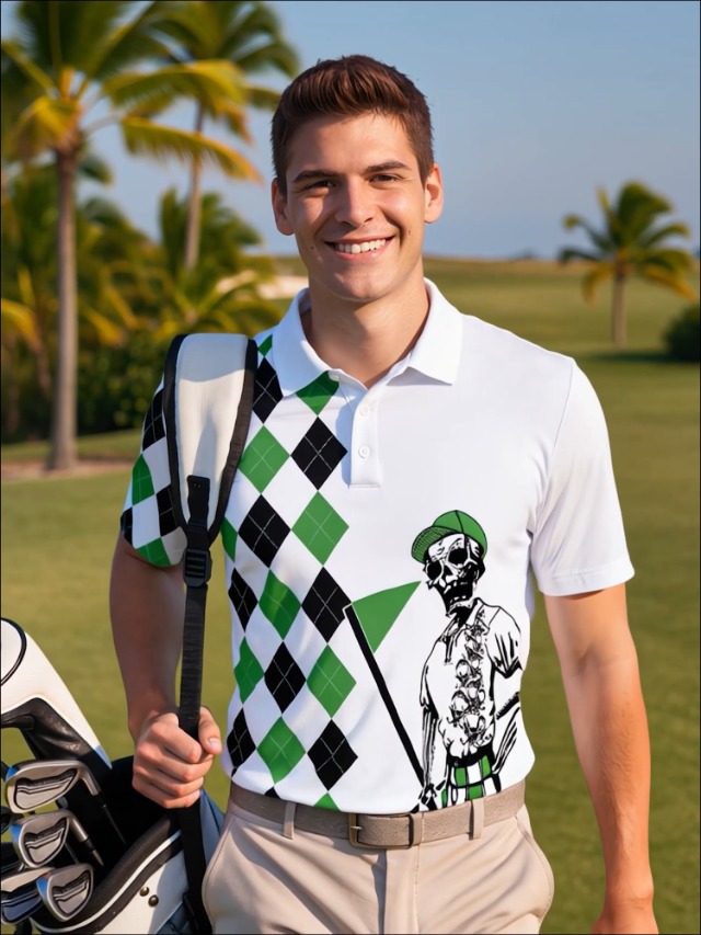 HIVICHI Funny Golf Shirts for Men Crazy Novelty Performance Mens Polo Shirt miniatura 7