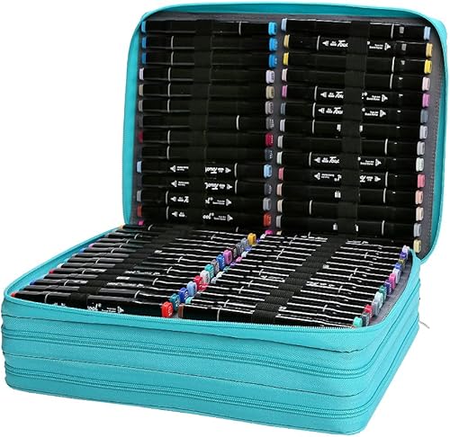 Miniatura 5 de Lbxgap Estuche organizador para rotuladores, 168 ranuras, gran capacidad con práctico soporte portátil multicapa para lápices de acuarela