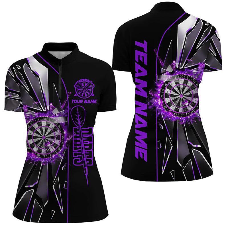 Personalisierte lila 3D-Dartshirts für Männer & Frauen - Custom Dart League Shirts - Bestes Darttrikot T1997