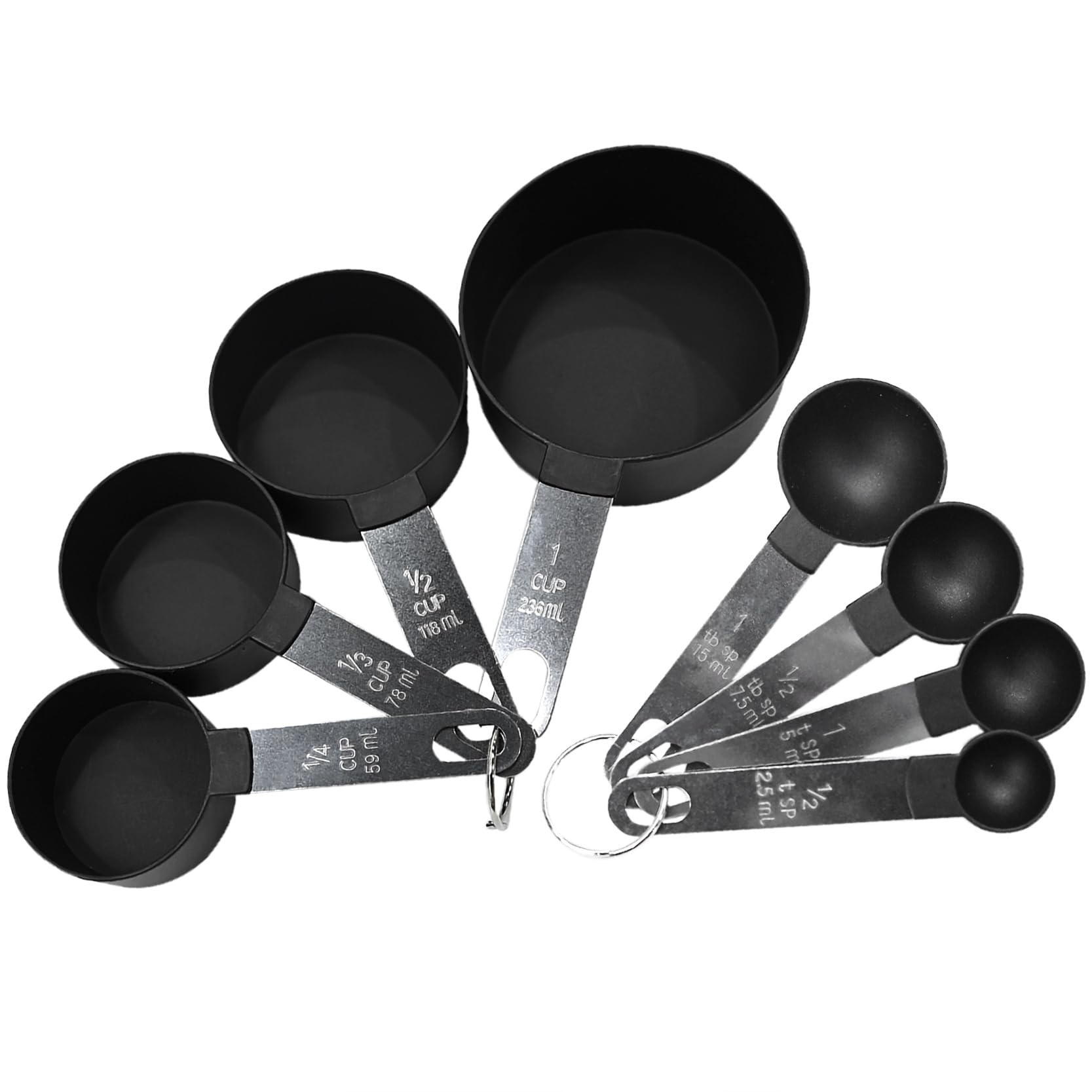 Armo® 8 Pcs Measuring Cups and Spoons Set Stackable Stainless Steel Ingredients Measuring Teaspoon