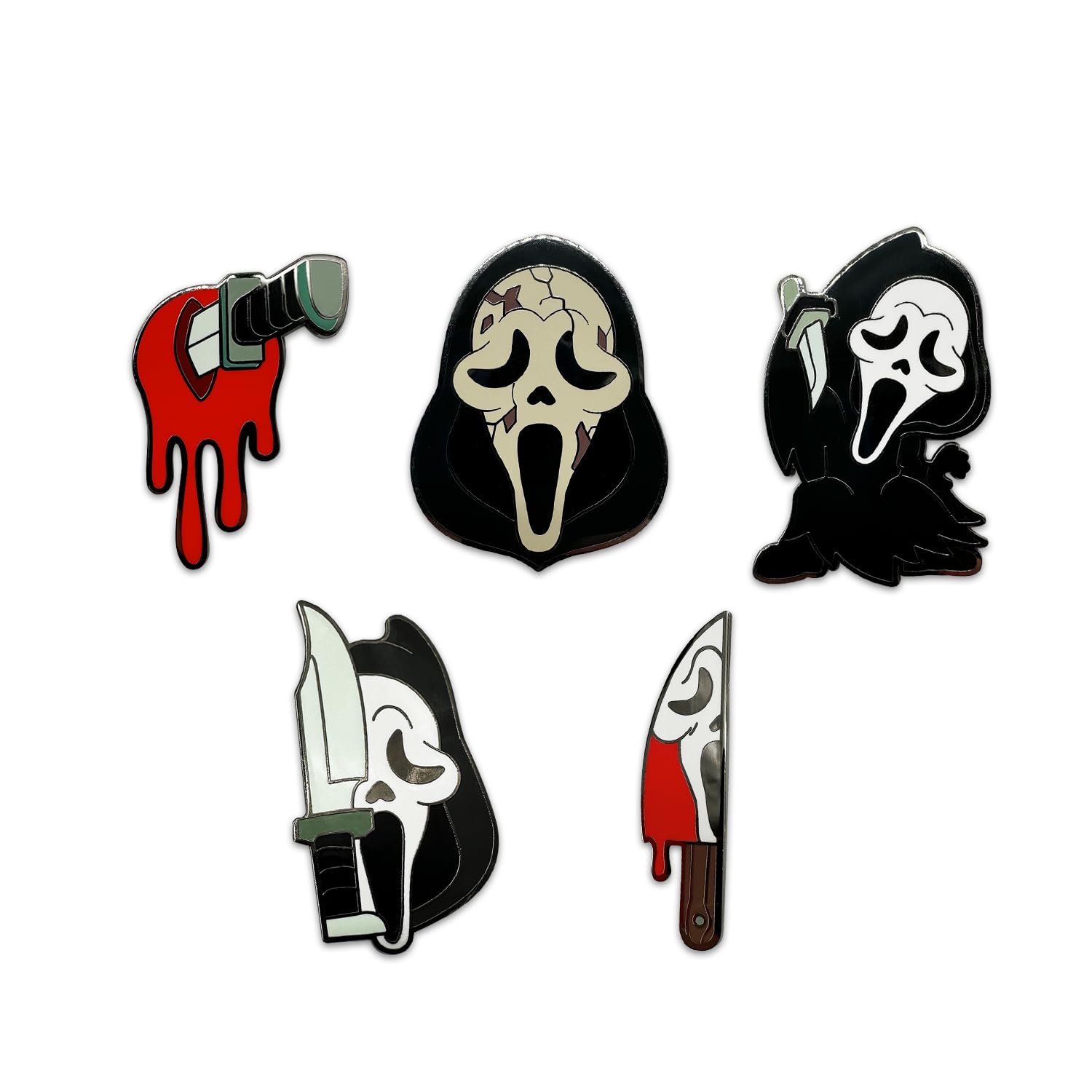 Scream Presentoir Zestaw przypinek Duch Twarz 9 cm (5), Jeden rozmiar, PVC, Agat