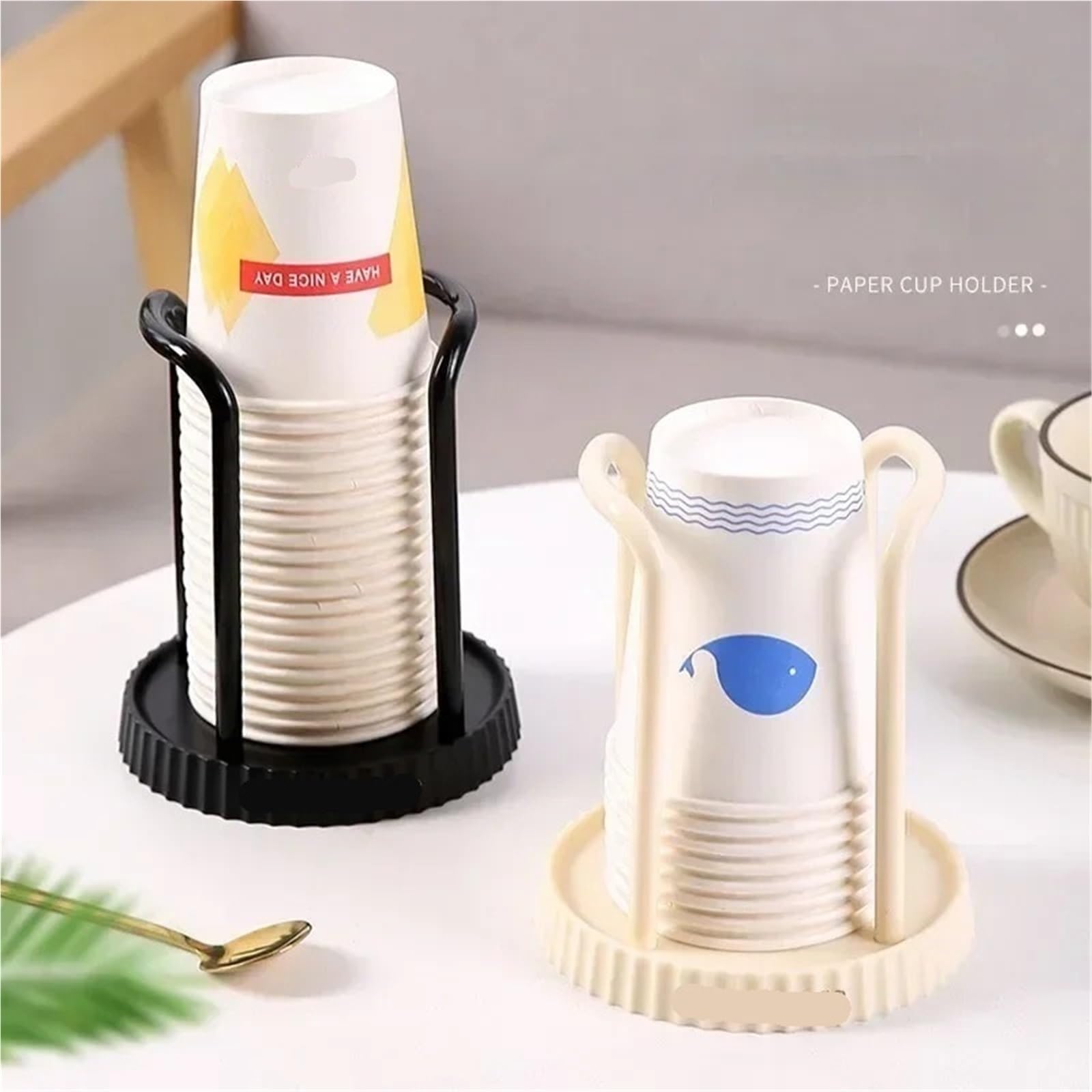 Pappbecher-Organisator 4 stücke Küche Papier Tasse Halter Einweg Tassen Picker Multifunktionale Desktop Tasse Lagerung Rack Haushalt Kaffee Tasse Halter for Hause(White)