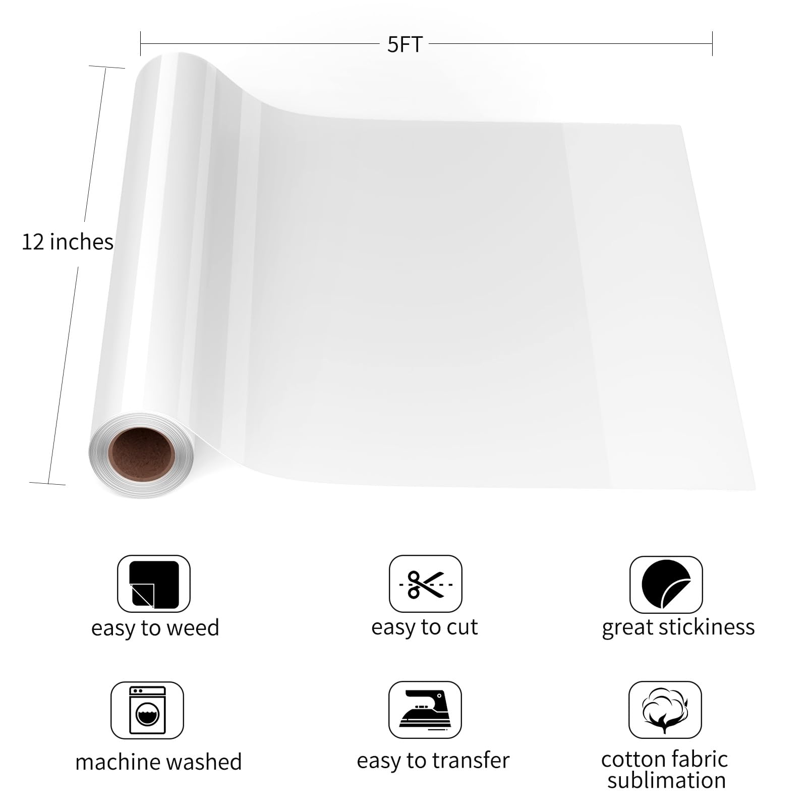 Rollo de vinilo de sublimación de alta transmisión para tejidos oscuros, 30,5 x 183cm (Matte para telas oscuras)