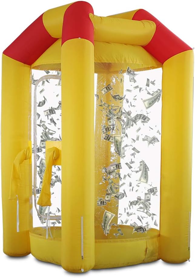 SAYOK Inflatable Cash Cube Booth Money Grab Machine with Air Blowers for Business Advertising Event Promotion(Yellow)
